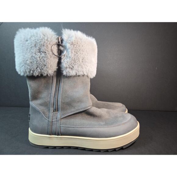 Koolaburra By UGG Boots Womens Size 9 Gray Suede Fur Mid Calf Winter 1105889 - Picture 3 of 8
